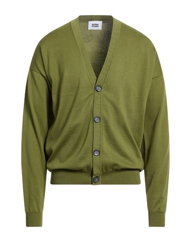 Alpha Studio Man Cardigan Military Green Size 40 Cotton