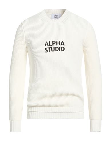 Alpha Studio Man Sweater Ivory Size 42 Cotton, Polyamide In White