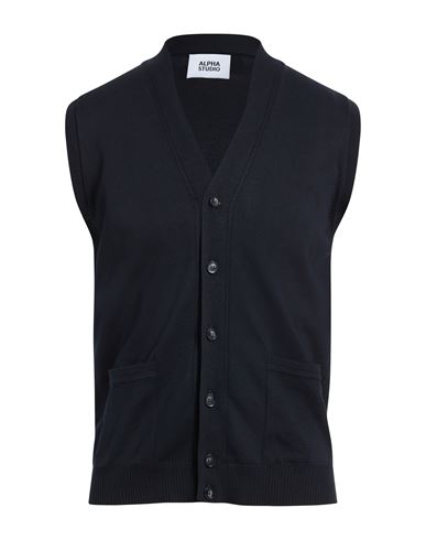 Alpha Studio Man Cardigan Midnight Blue Size 46 Cotton