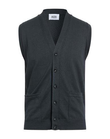 Alpha Studio Man Cardigan Lead Size 42 Cotton In Gray