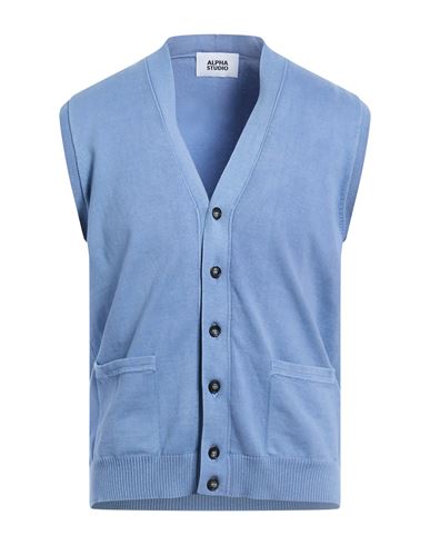 Alpha Studio Man Cardigan Sky Blue Size 44 Cotton