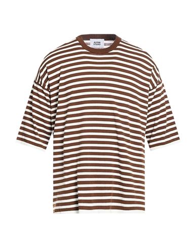 Alpha Studio Man Sweater Chocolate Brown Size 42 Cotton