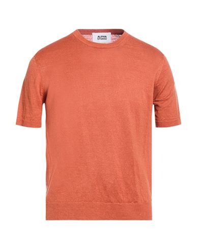 Alpha Studio Man Sweater Tan Size 38 Hemp In Brown