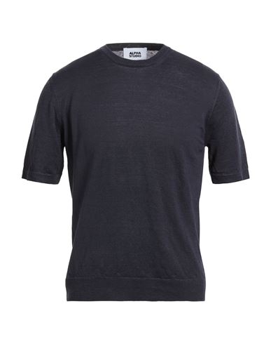 Alpha Studio Man Sweater Charcoal Size 42 Hemp In Gray