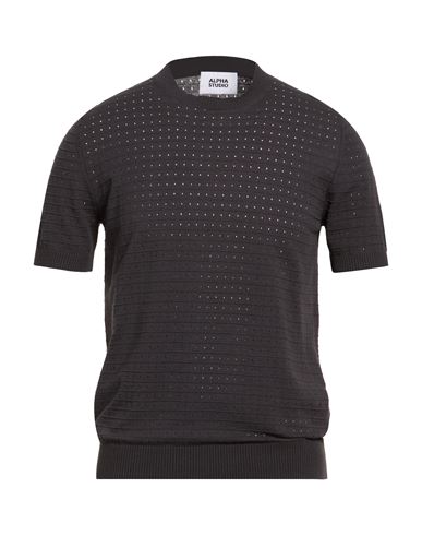 Alpha Studio Man Sweater Charcoal Size 44 Cotton, Polyester In Gray