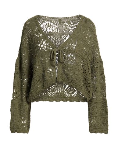 Only Woman Cardigan Military Green Size L Recycled Cotton, Polyester