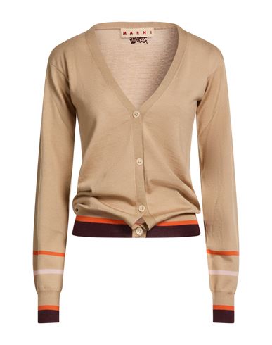 Marni Woman Cardigan Beige Size 4 Virgin Wool, Silk In Sand