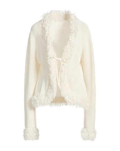 Aya Muse Woman Cardigan White Size M Linen, Cotton, Nylon