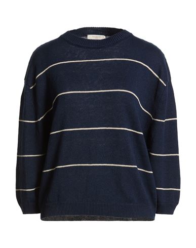 Zanone By Slowear Woman Sweater Navy Size L Linen, Cotton In Blue
