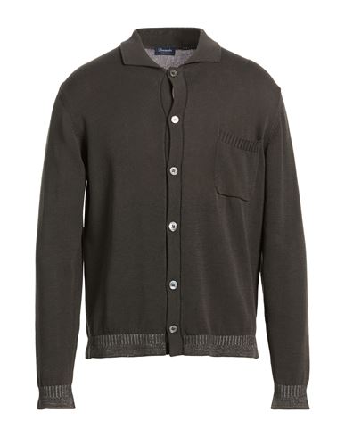 Drumohr Man Cardigan Dark Brown Size 40 Cotton