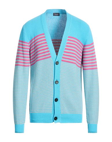 Drumohr Man Cardigan Azure Size 40 Cotton In Blue