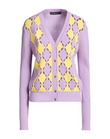 Versace Woman Cardigan Lilac Size 10 Cashmere In Purple