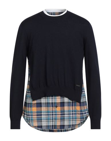 Dsquared2 Man Sweater Navy Size S Wool, Cotton, Virgin Wool In Blue