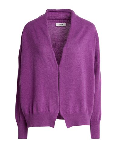 Alpha Studio Woman Cardigan Purple Size 8 Wool, Cashmere