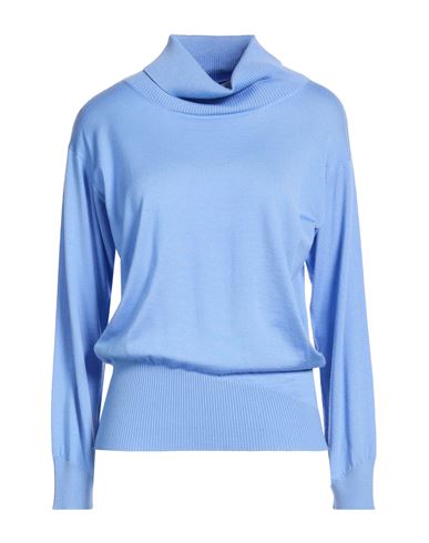 Moorer Woman Turtleneck Light Blue Size 10 Wool, Silk, Cashmere