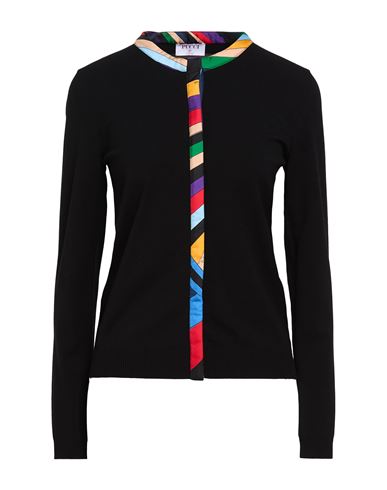 Pucci Woman Cardigan Black Size L Viscose, Polyester In Animal Print