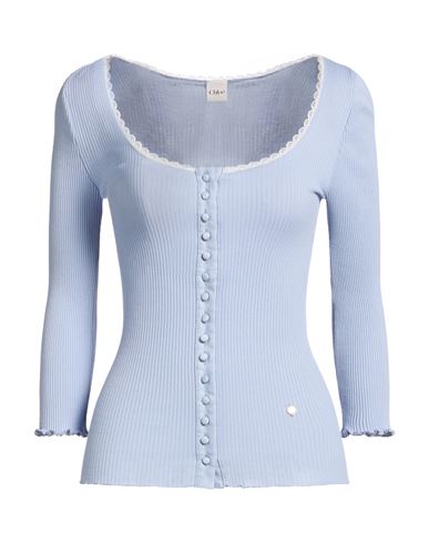 Chloé Woman Cardigan Light Blue Size M/l Cotton, Polyamide, Elastane