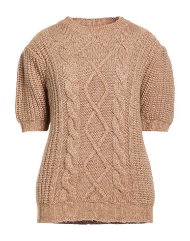 Eleventy Woman Sweater Camel Size Xl Alpaca Wool, Cotton In Sand