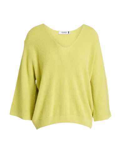 Please Woman Sweater Lime Green Size Onesize Cotton, Acrylic In Animal Print