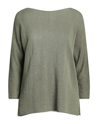 Base Milano Woman Sweater Military Green Size 6 Linen, Cotton
