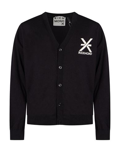 Richmond X Man Cardigan Black Size Xxl Cotton, Merino Wool