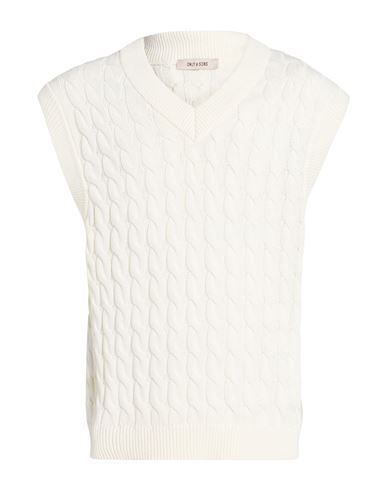 Only & Sons Man Sweater Ivory Size Xxl Recycled Cotton, Polyester In White