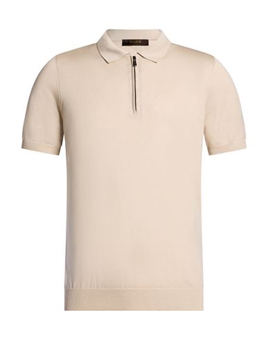 Moorer Man Polo Shirt Beige Size 38 Silk, Cotton In Sand