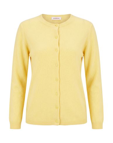 Rossopuro Woman Cardigan Pastel Yellow Size L Wool, Cashmere