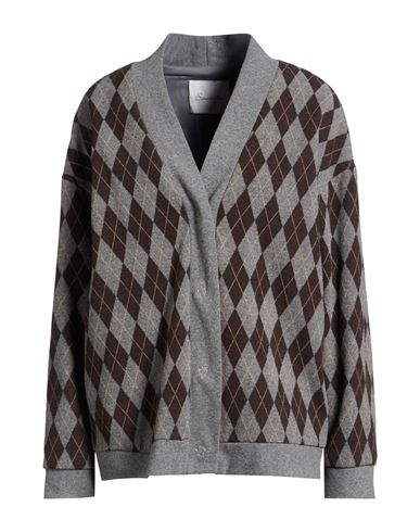 Souvenir Woman Cardigan Grey Size M Polyester, Cotton, Elastane In Gray