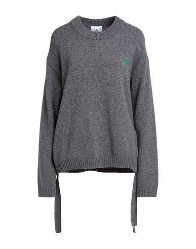 Ganni Woman Sweater Grey Size L/xl Wool, Viscose, Circulose Viscose