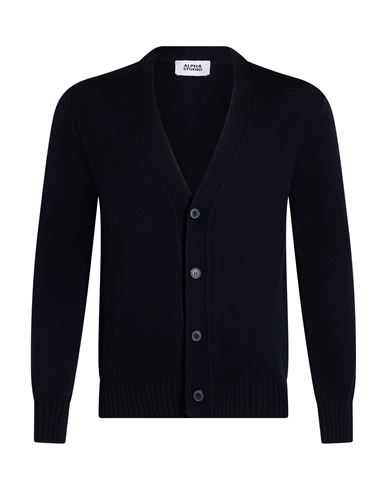 Alpha Studio Man Cardigan Midnight Blue Size 44 Merino Wool