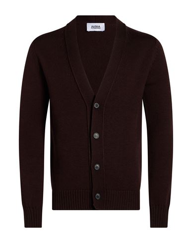 Alpha Studio Man Cardigan Chocolate Brown Size 42 Merino Wool