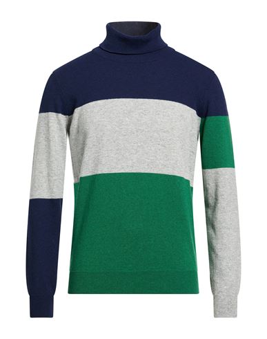 Mqj Man Turtleneck Navy Size 42 Polyamide, Wool, Viscose, Cashmere In Blue