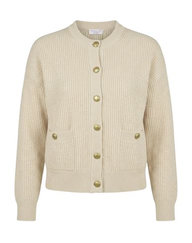 Brunello Cucinelli Woman Cardigan Sand Size M Virgin Wool, Cashmere, Silk