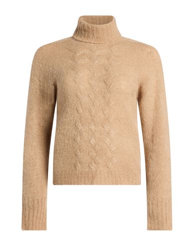 Kaos Jeans Woman Turtleneck Camel Size M Acrylic, Polyamide, Wool, Mohair Wool, Elastane In Beige