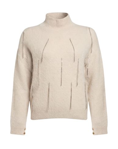 Souvenir Woman Turtleneck Beige Size Onesize Alpaca Wool, Polyamide, Wool, Elastane