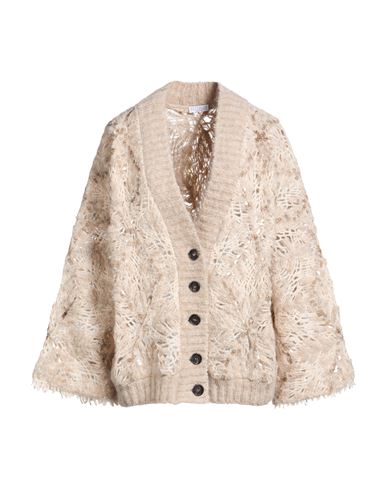 Brunello Cucinelli Woman Cardigan Beige Size S Mohair Wool, Wool, Polyamide, Polyester