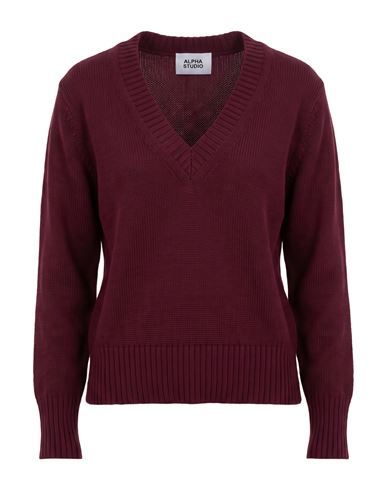 Alpha Studio Woman Sweater Burgundy Size 4 Wool In Red