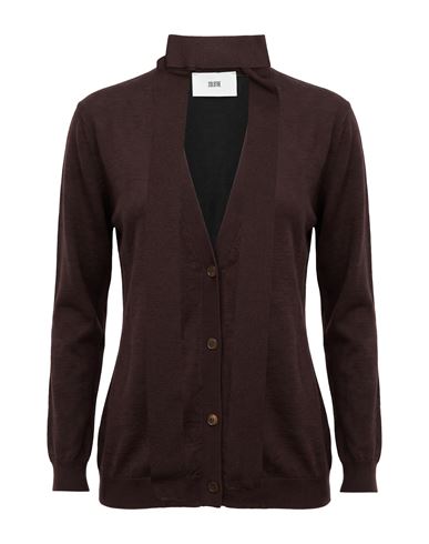 Solotre Woman Cardigan Dark Brown Size 1 Wool, Silk