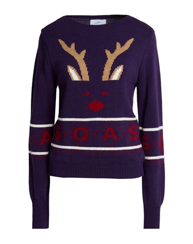 Soallure Woman Sweater Purple Size S Acrylic, Wool, Viscose