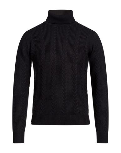 Fred Mello Man Turtleneck Midnight Blue Size S Acrylic, Wool, Polyamide In Black