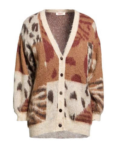 Kontatto Woman Cardigan Camel Size Onesize Acrylic, Mohair Wool, Polyamide In Beige