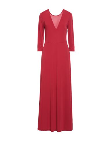 Seventy Sergio Tegon Woman Maxi Dress Red Size 4 Polyester, Elastane