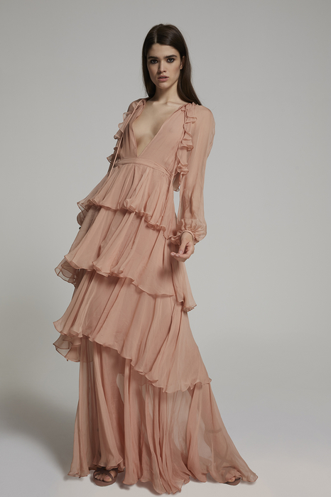 Dsquared2 Ruffled Silk Chiffon Dress In Light Pink