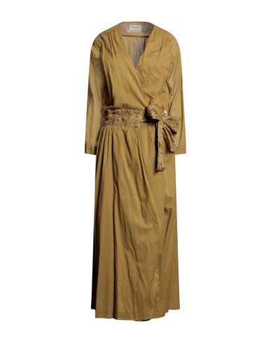 Claudie Woman Long Dress Mustard Size 12 Cotton In Yellow