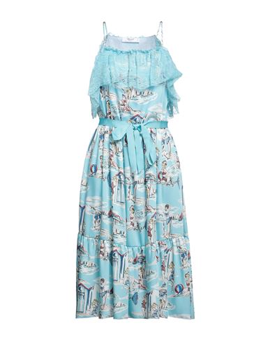 Blugirl Blumarine Woman Midi Dress Sky Blue Size 10 Polyester