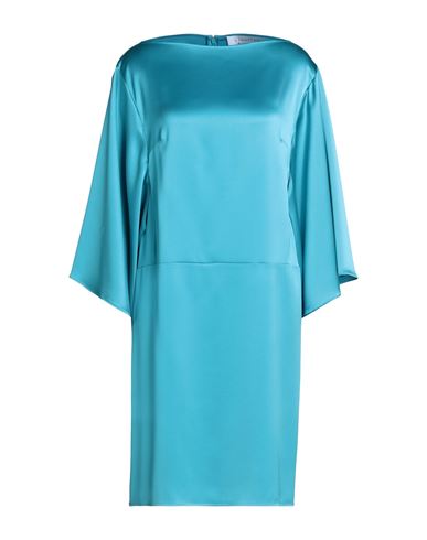 Shop Gianluca Capannolo Woman Mini Dress Turquoise Size 10 Triacetate, Polyester In Blue