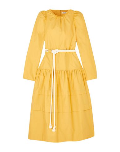 Woman Midi dress Yellow Size 8 Cotton