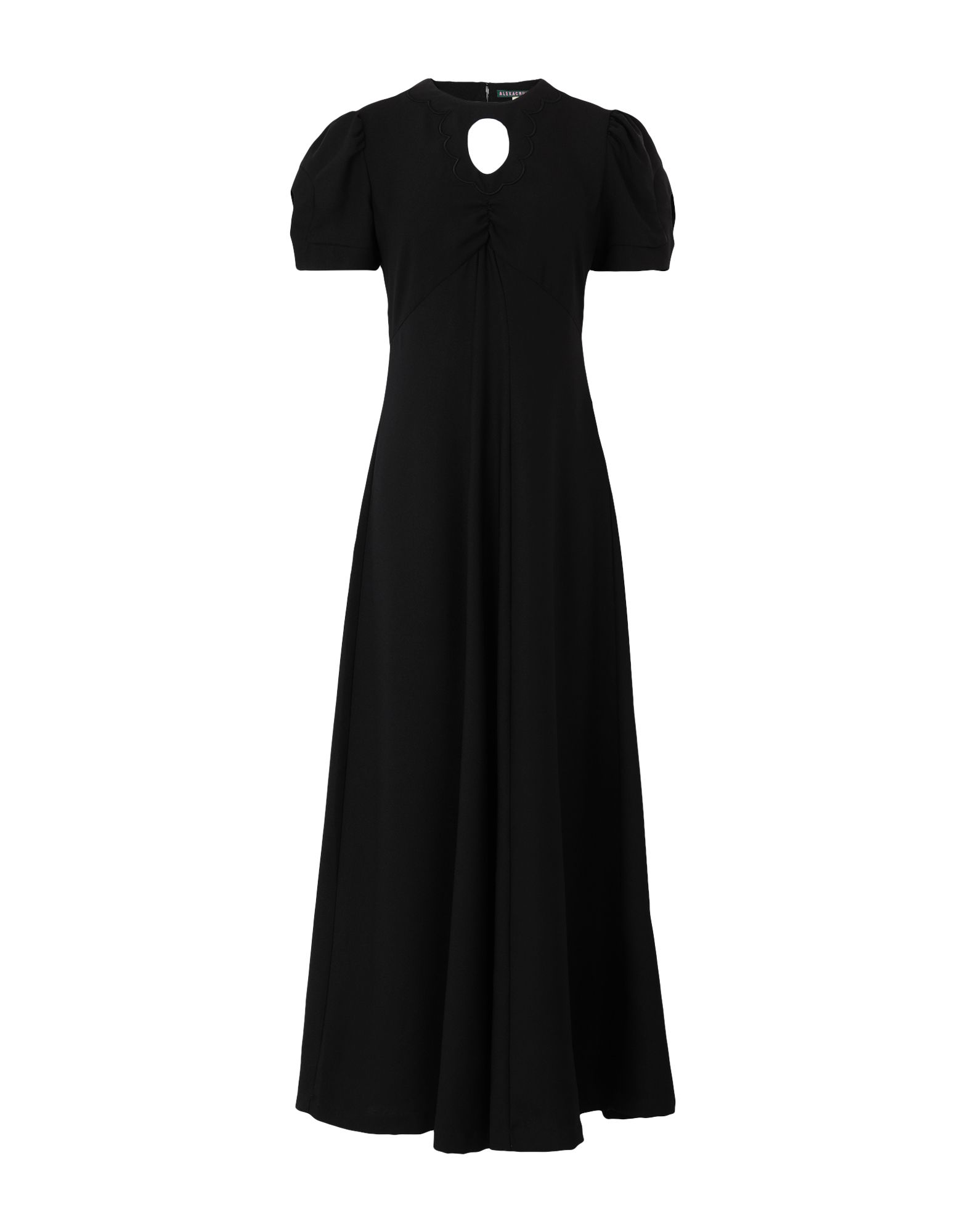 《セール開催中》ALEXACHUNG レディース ロングワンピース＆ドレス ブラック 6 ポリエステル 100% SCALLOP PANELLED DRESS SATIN CREPE