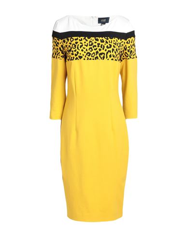 Shop Cavalli Class Woman Midi Dress Yellow Size 10 Viscose, Polyamide, Elastane